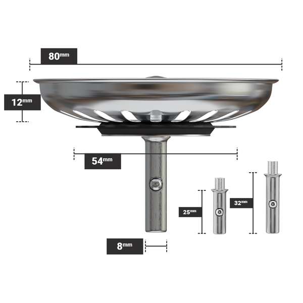 Colador de fregadero de cocina de 80 mm