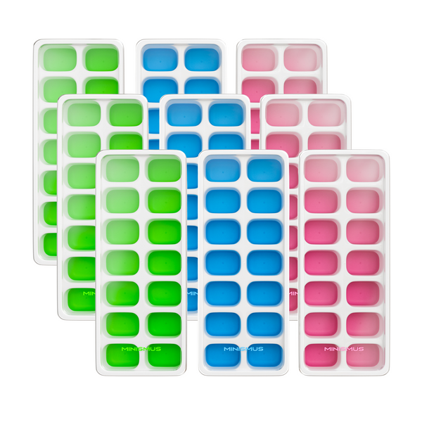 Bandeja de silicona para cubitos de hielo con tapa (paquete de 9)