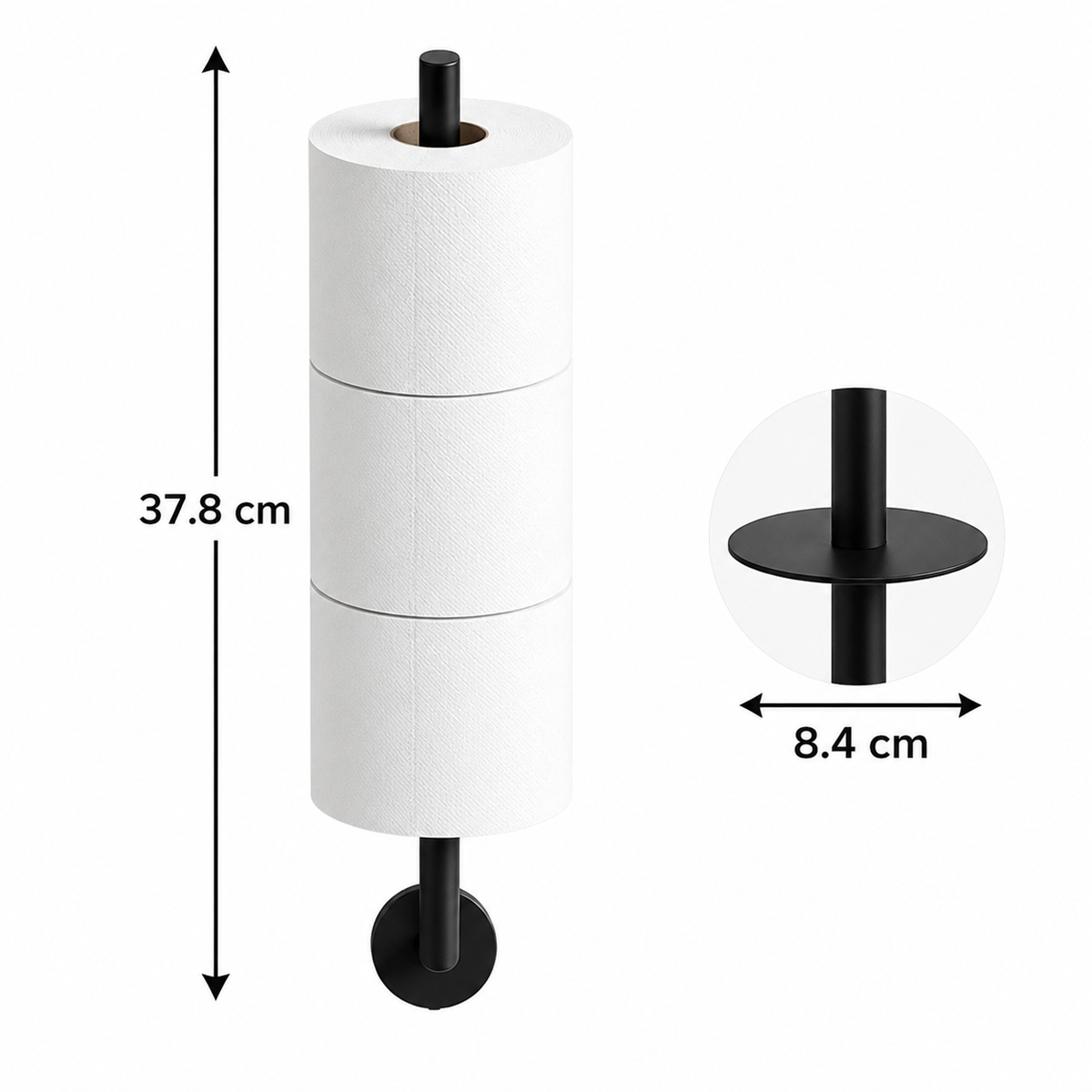 Soporte de papel higiénico montado en la pared para 3 rollos extra