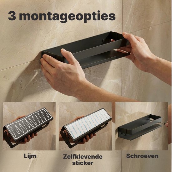 Doucheplankje 30 cm Roestvrij Staal - Wandmontage Opties