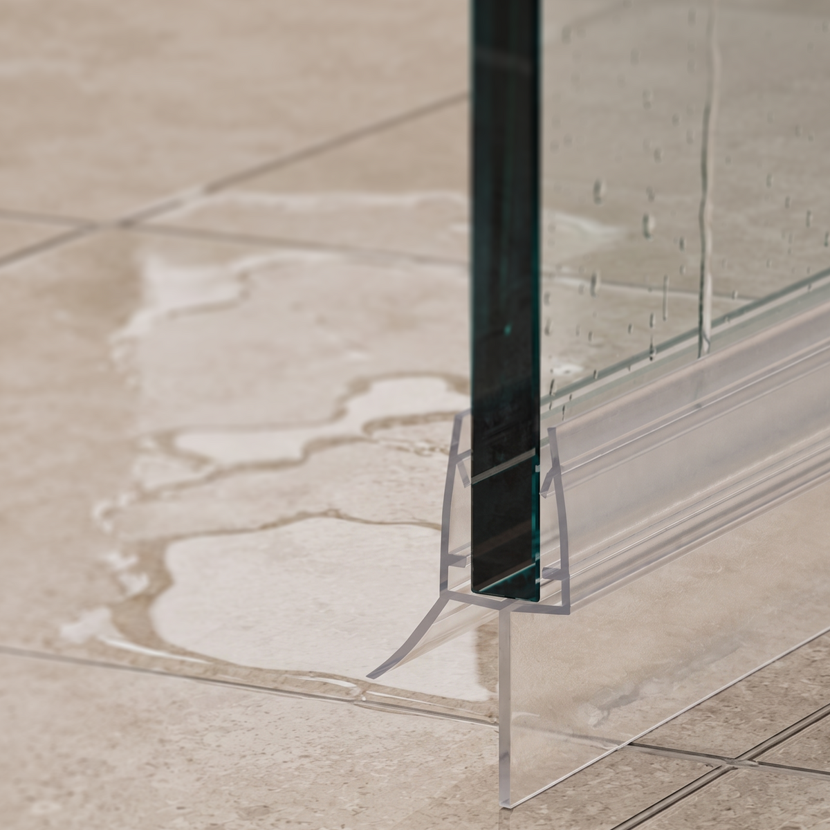 Shower Seal with Water Stop - 2x 1 Meter for 6-8mm Glass Doors