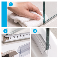 Curved Shower Seal with Water Stop – 2x 1 Meter for 6-8mm Glass Doors