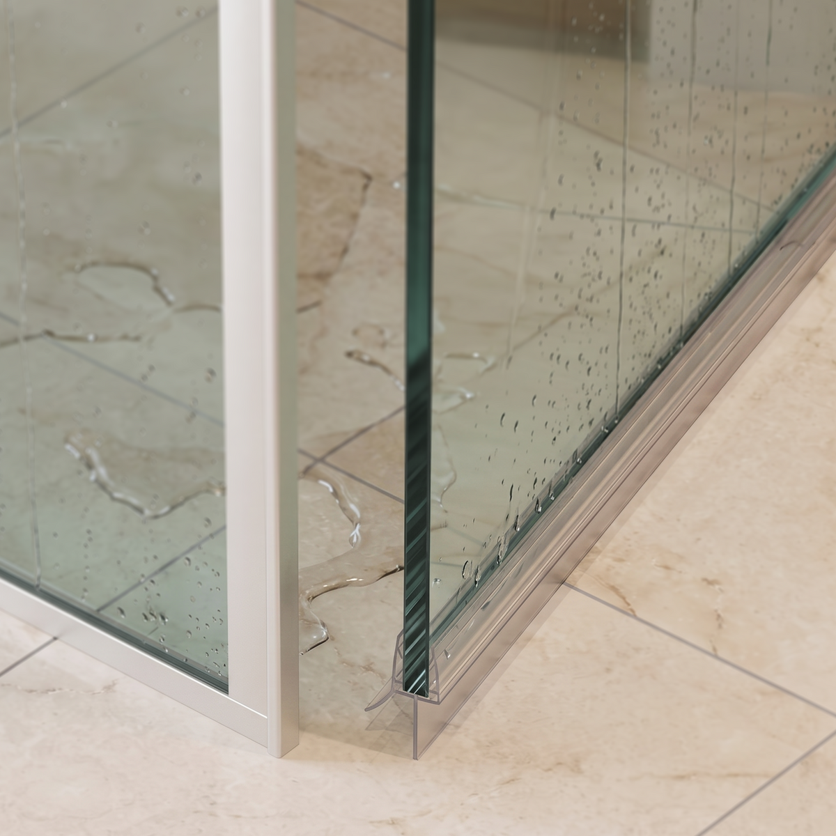 Shower Seal with Water Stop - 2x 1 Meter for 8-10mm Glass Doors