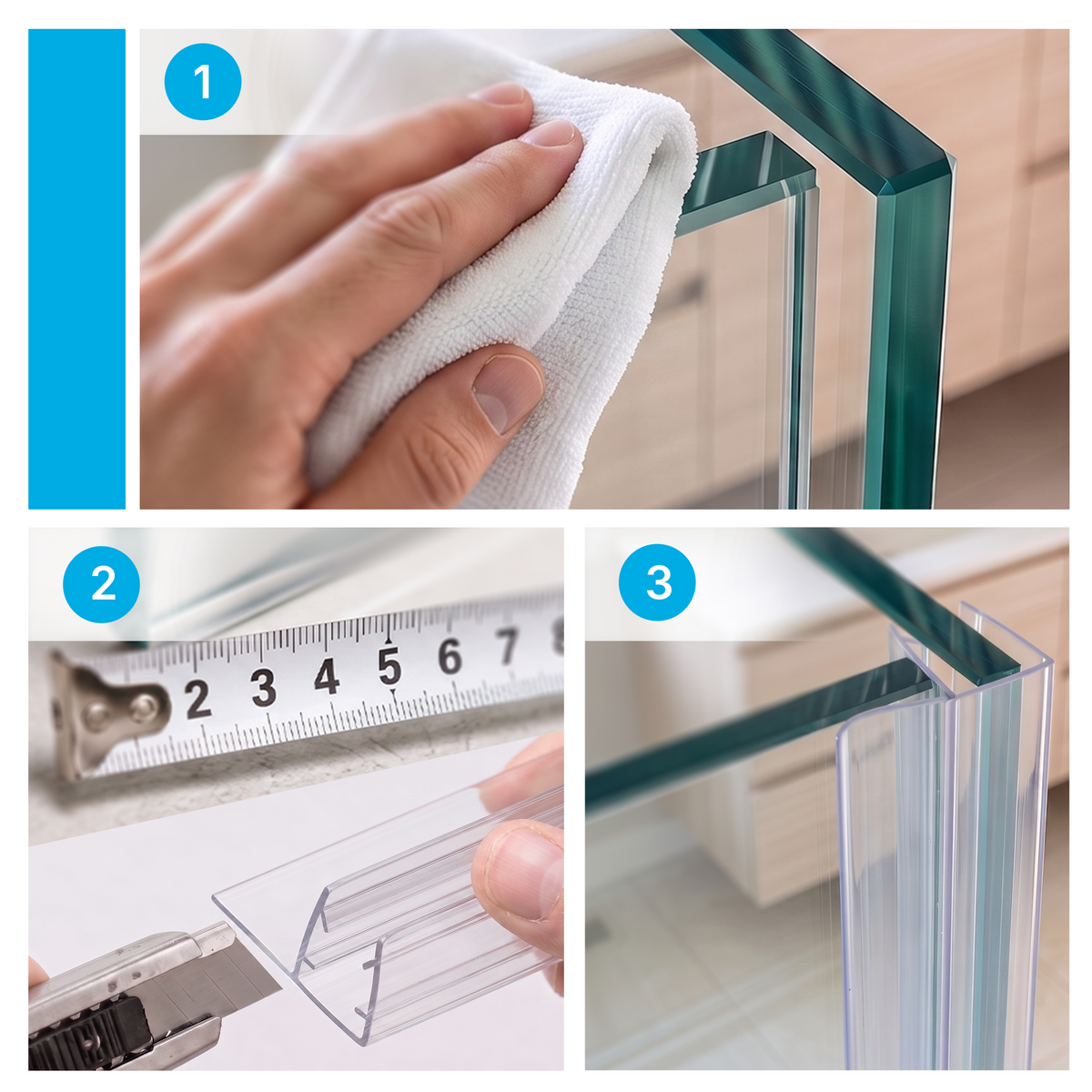 Vertical Shower Door Seal F-Profile 200 cm