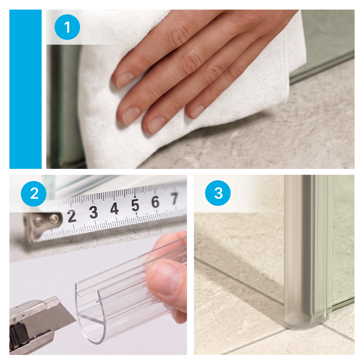 Vertical Shower Door Seal D-Profile 200 cm