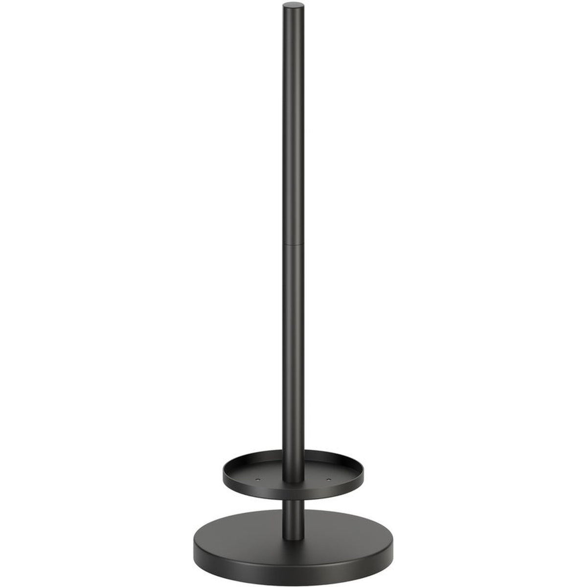 5-Delt Sort Toalettsett - Selvklebende Reserveholder & Forhøyet Frittstående Toalettpapirholder for 5 Ruller - Toalettbørsteholder, Søppelbøtte & Veggkroker