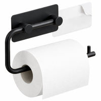 Conjunto de Casa de Banho Preto de 5 Peças - Suporte de Papel Higiénico com Braço Ajustável & Suporte de Reserva de Parede para 3 Rolos - Suporte de Escova de Sanita, Caixote do Lixo & Ganchos de Parede