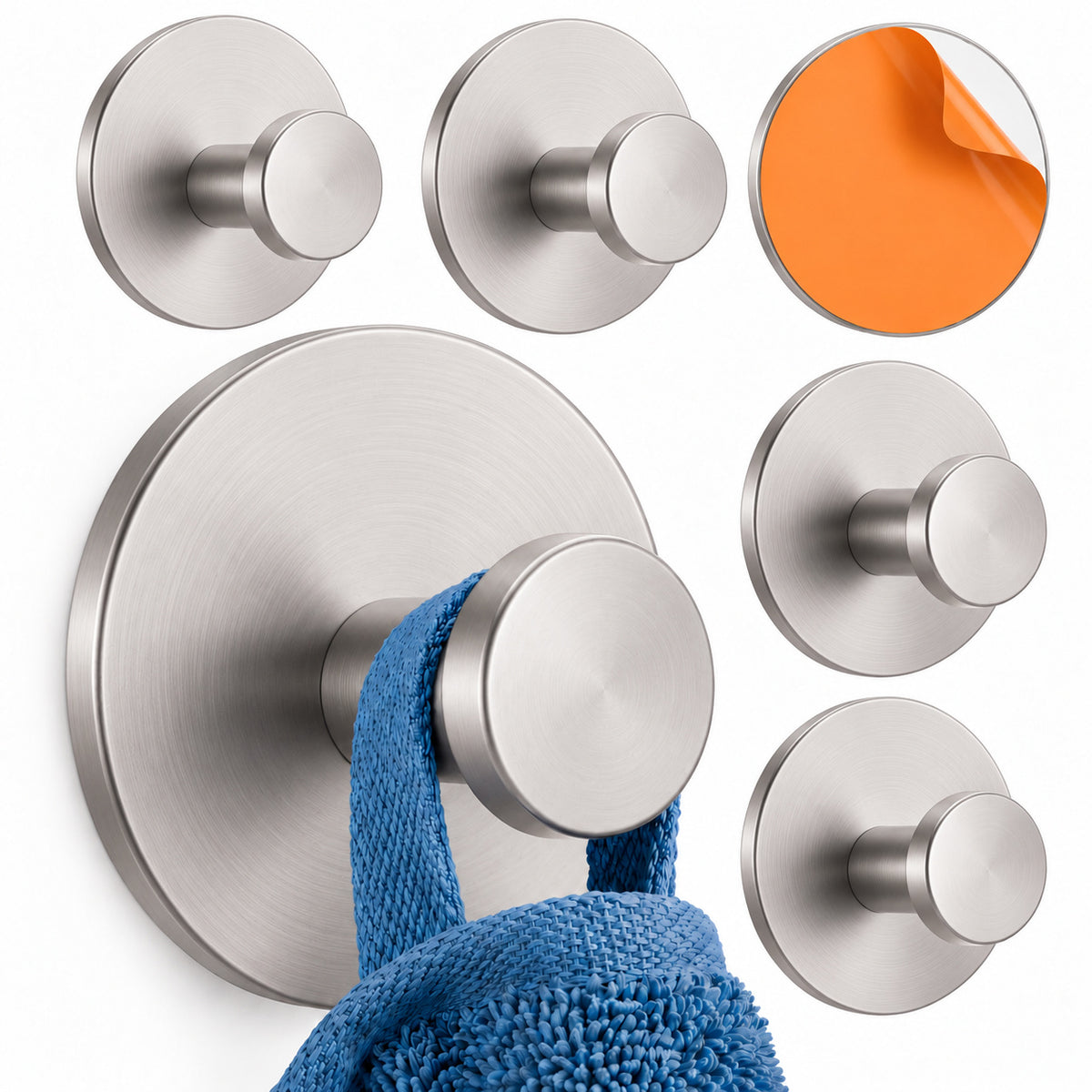 Wall Hook Round Base - Brushed SS