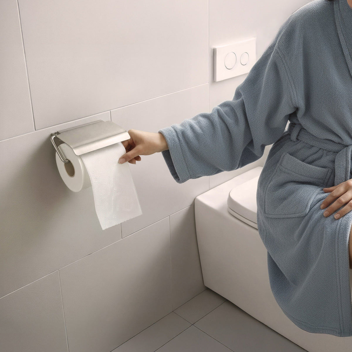Wall Mounted Toilet Paper Holder with Cover - Chrome - In Situ