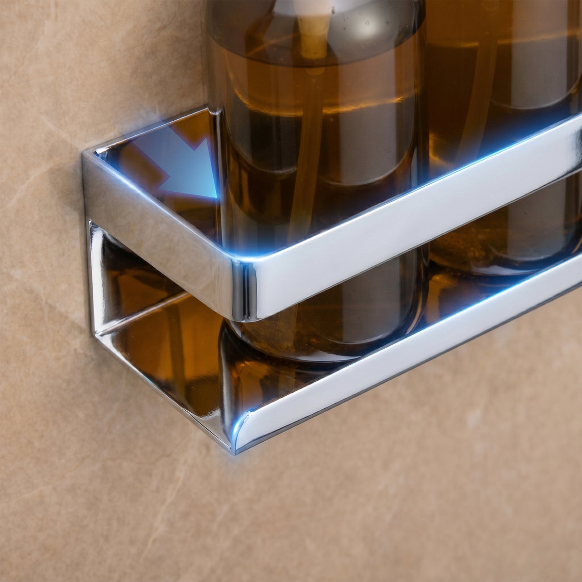 Étagère de douche 30 × 9 × 7 cm en acier inoxydable avec 3 options de montage