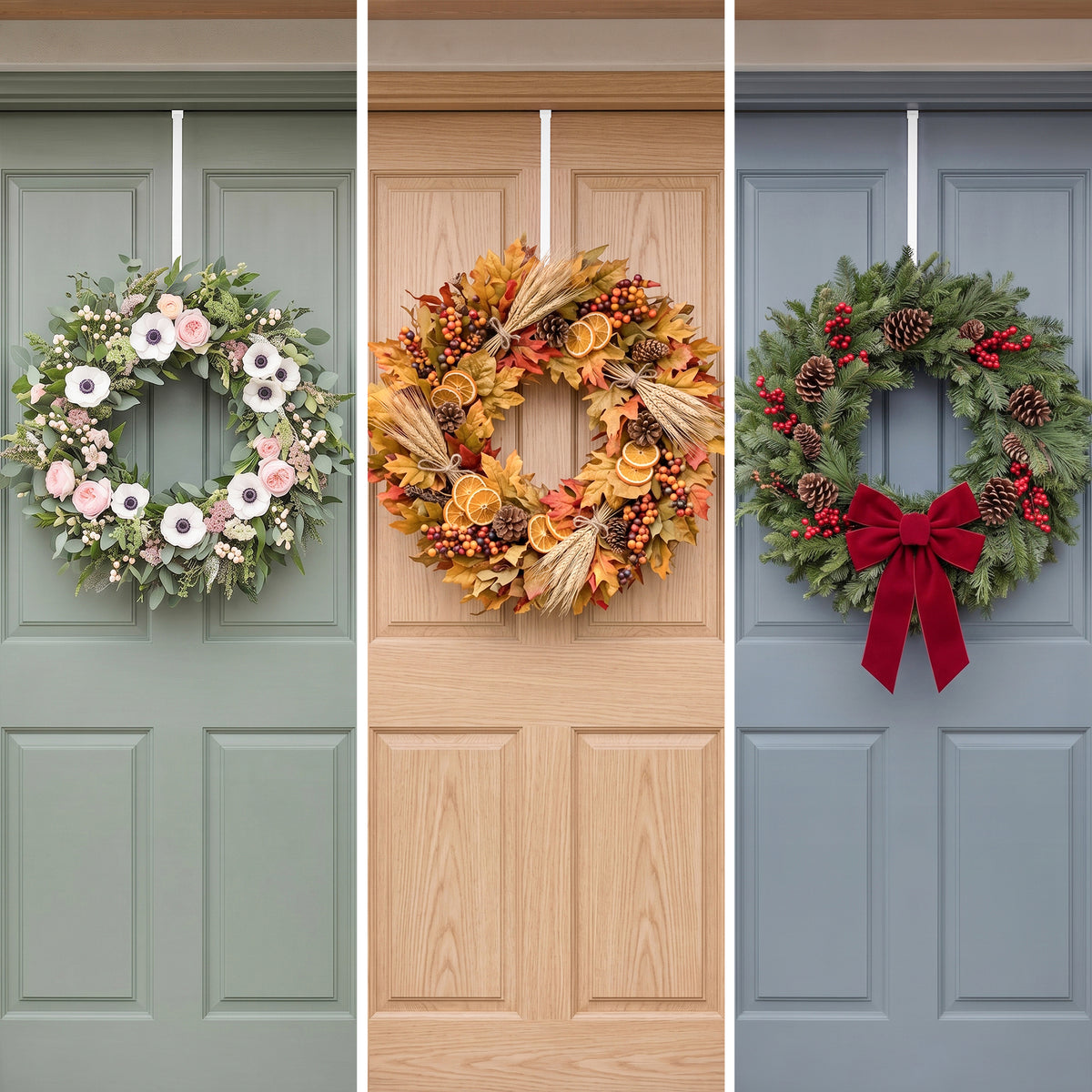 Minismus adjustable over-door wreath hook in white