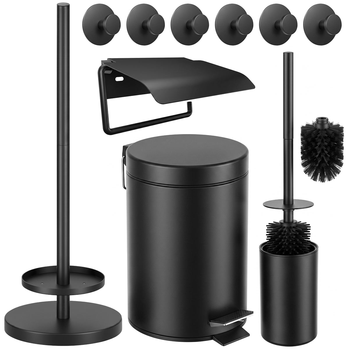 5-Piece Black Toilet Set
