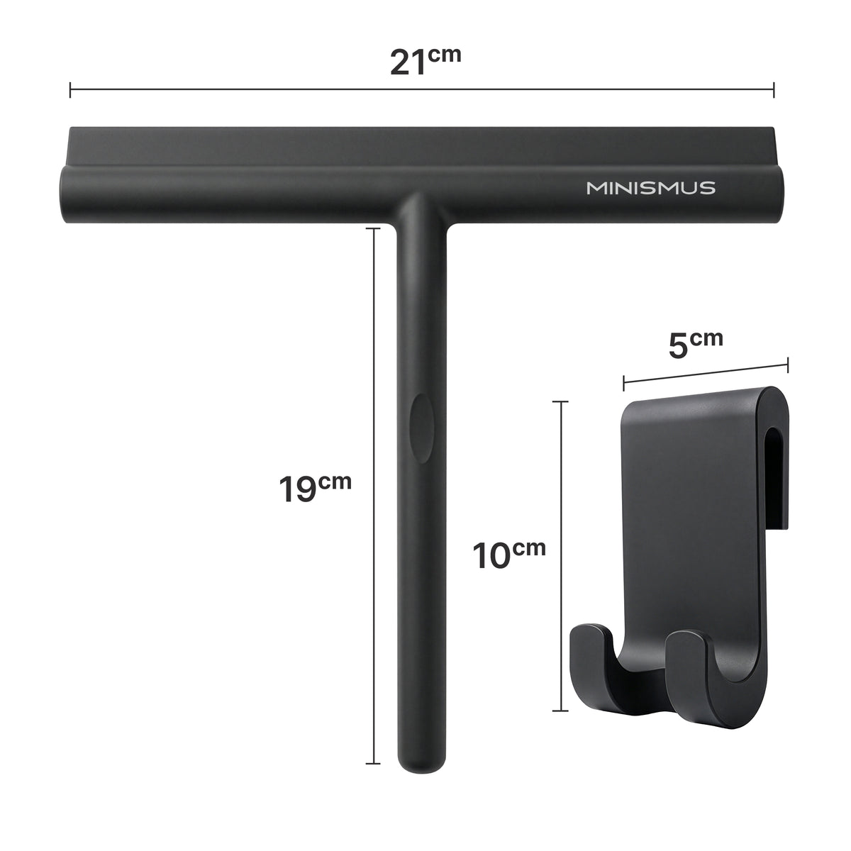 Douchewisser 21 cm met deurhaak, siliconen blad met stalen kern
