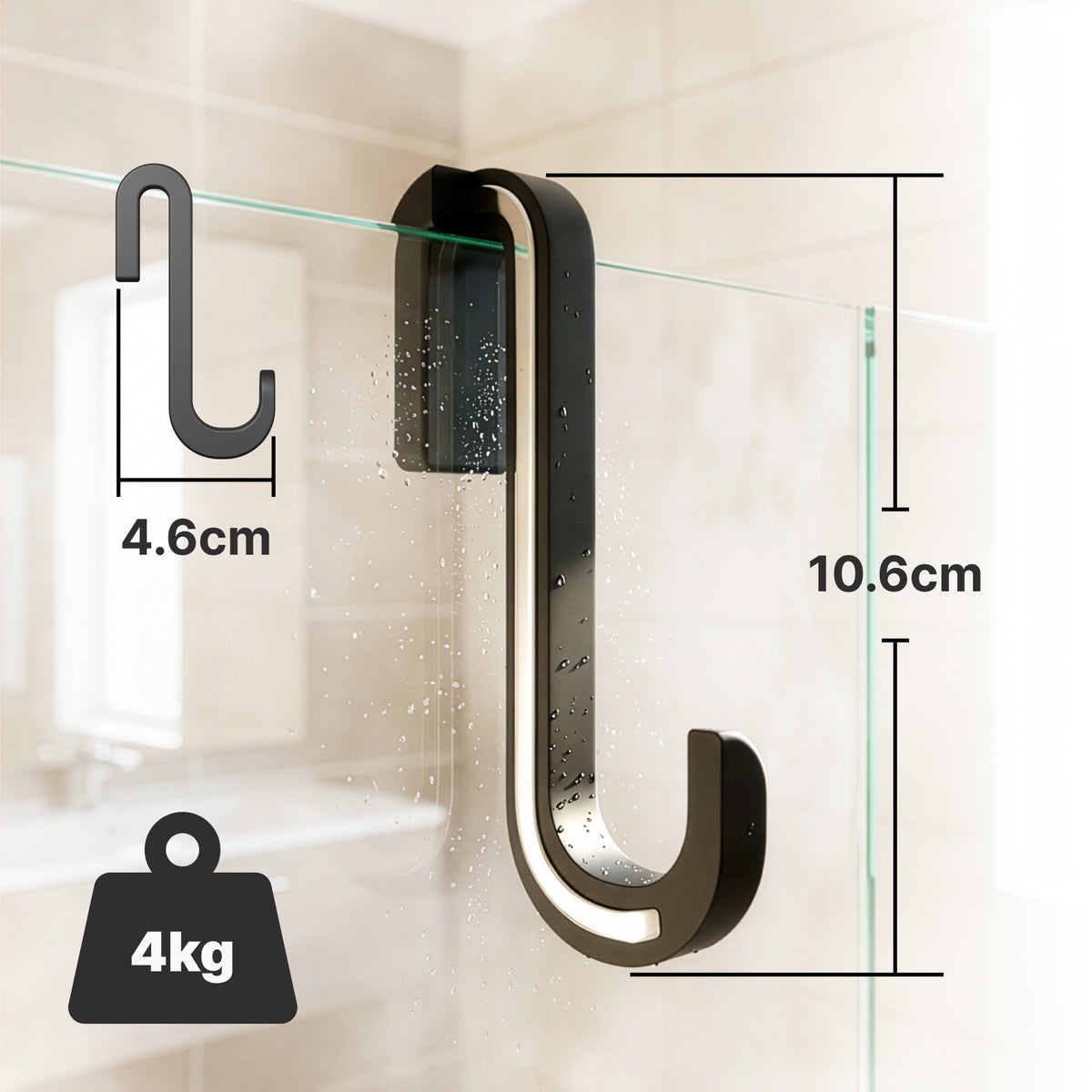 Crochet de Porte de Douche 2-Pack avec Revêtement en Silicone