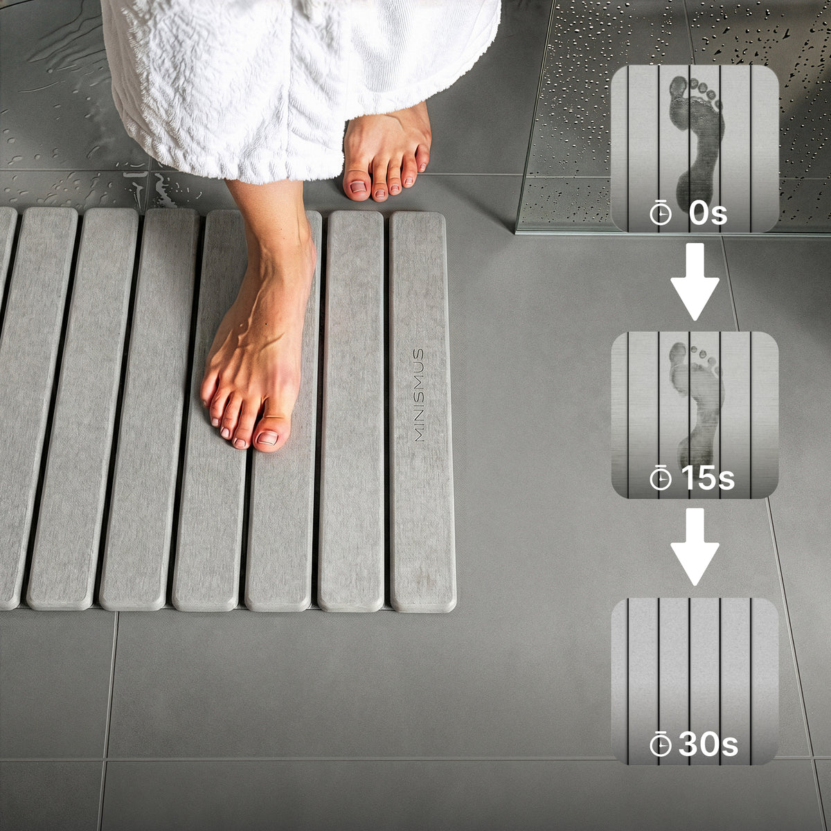 Alfombra de baño enrollable de diatomita de secado rápido (60 x 40 cm)