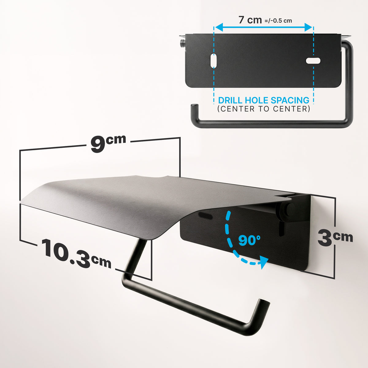 Soporte de papel higiénico de pared con tapa protectora