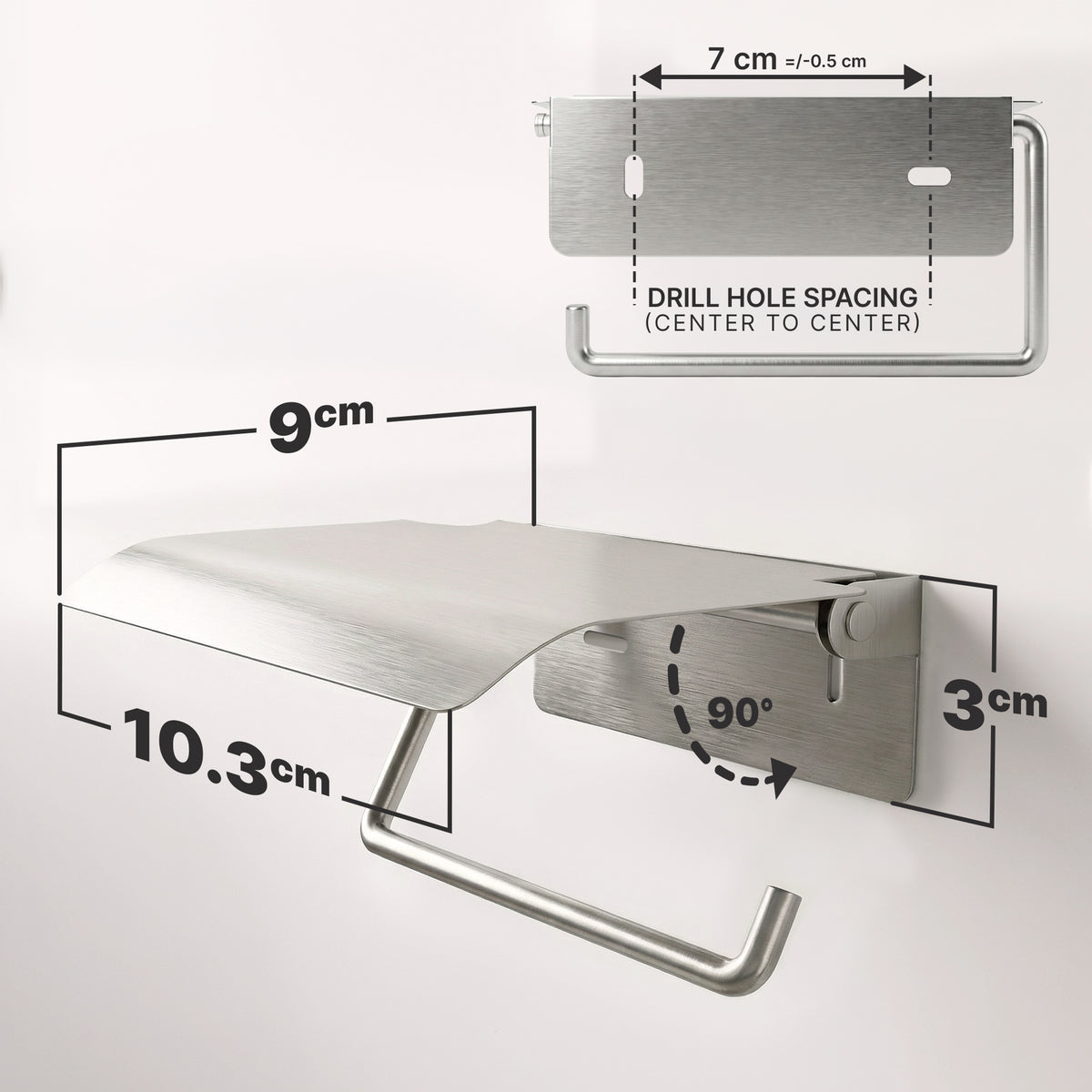 Soporte de papel higiénico de pared con tapa protectora