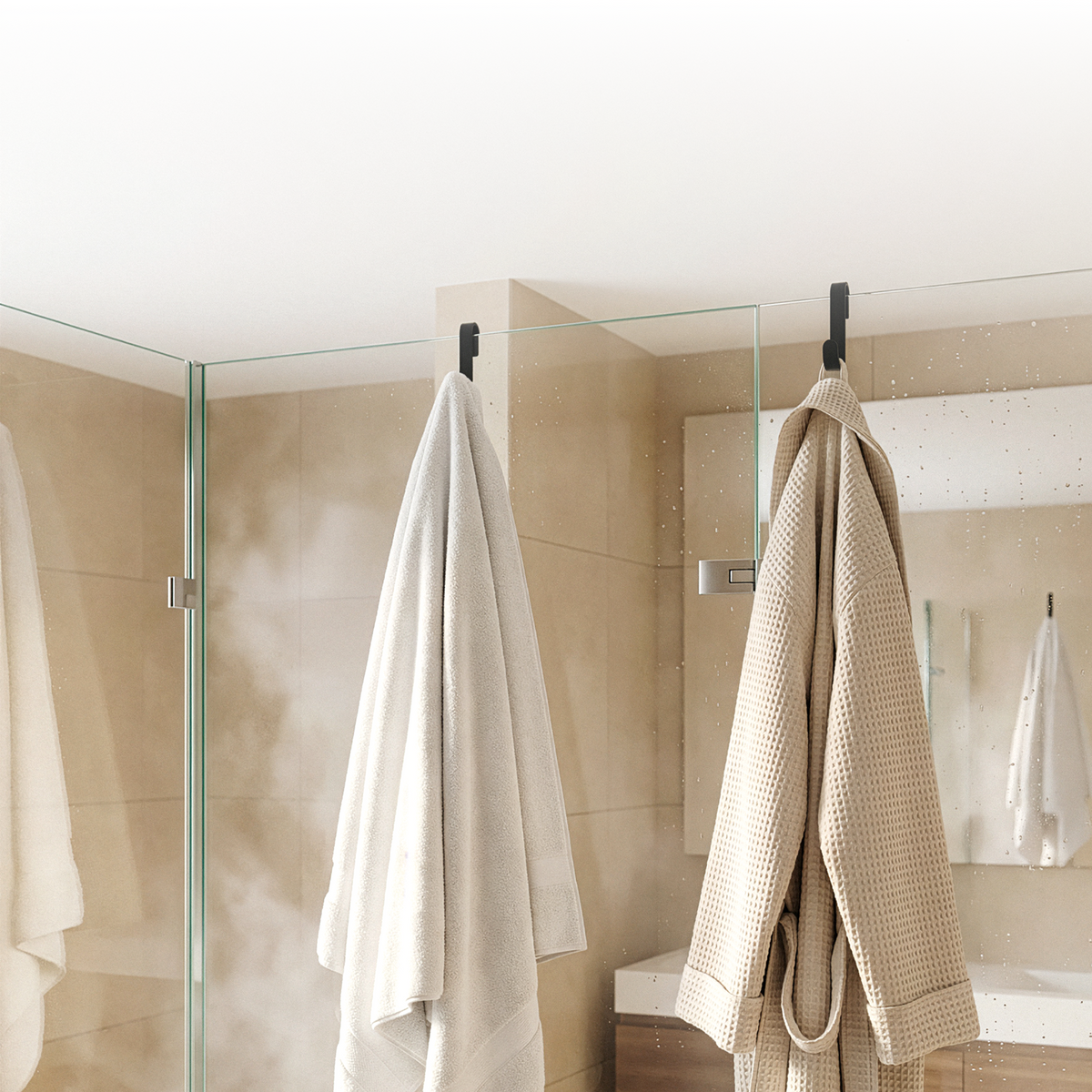 Crochet de Porte de Douche 2-Pack avec Revêtement en Silicone