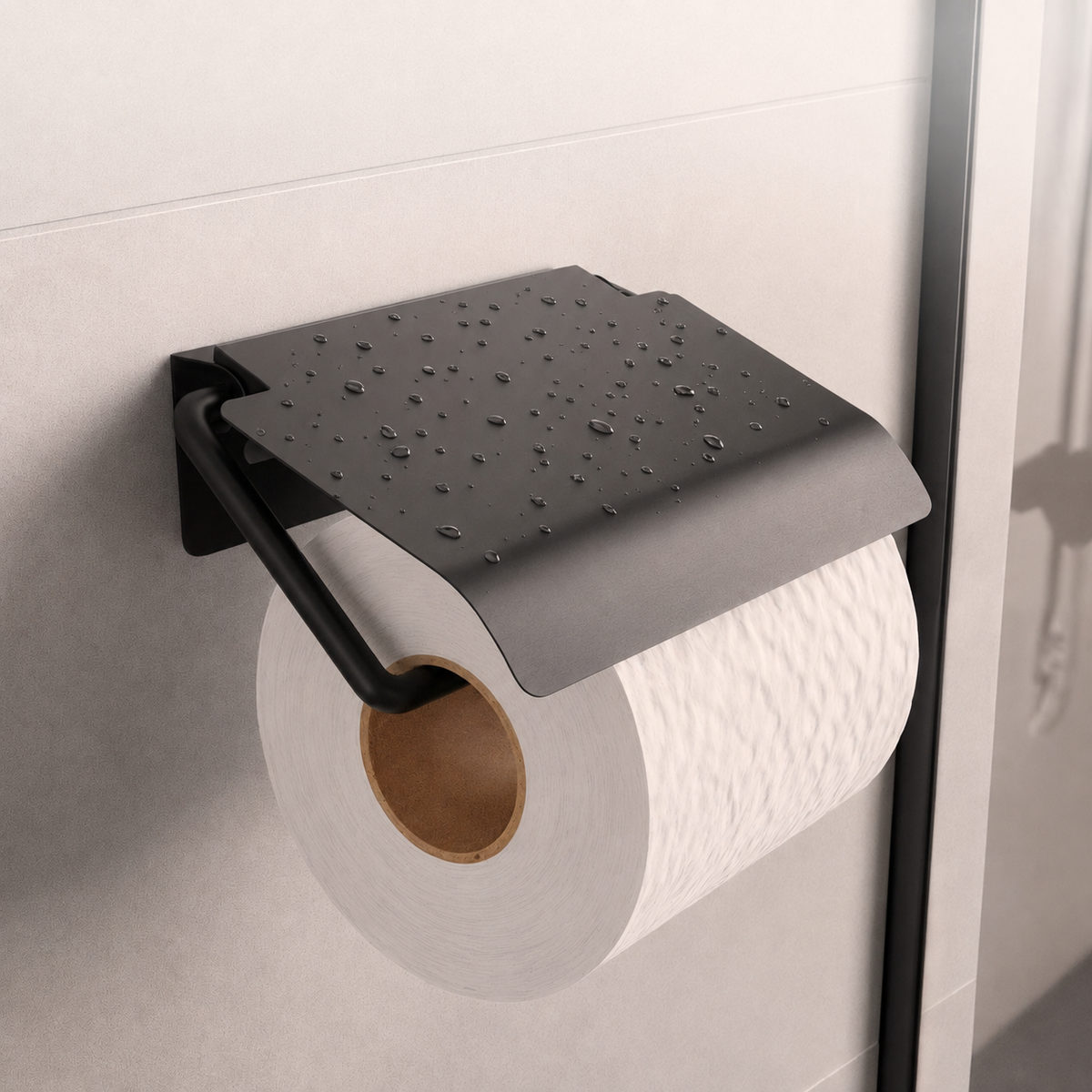 Soporte de papel higiénico de pared con tapa protectora