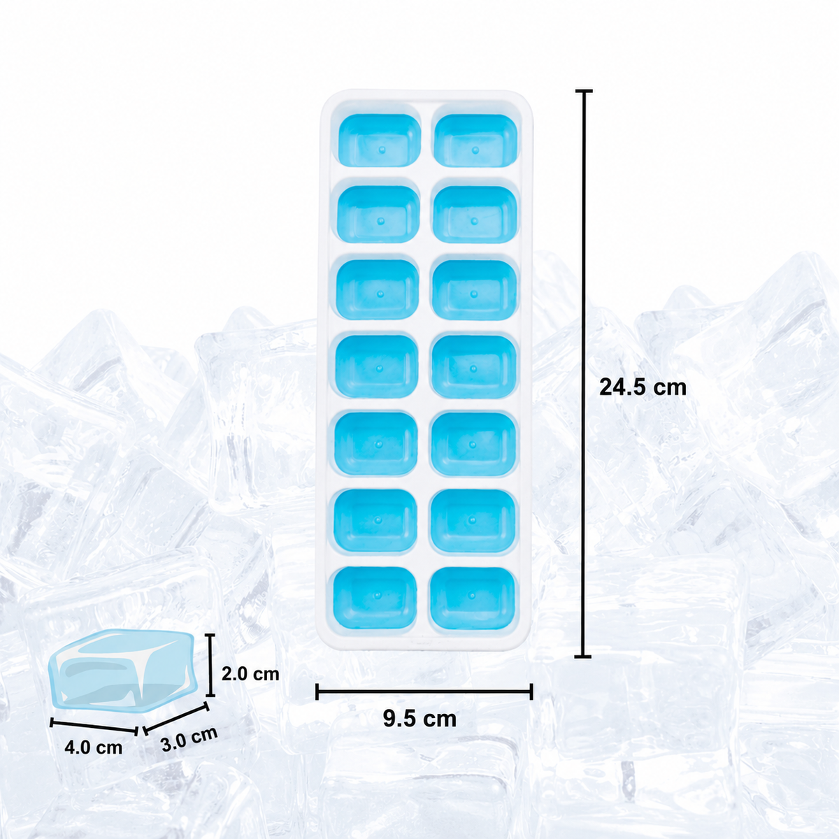 Silicone Ice Cube Tray with Lid Pack of 3
