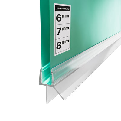Shower Seal with Water Stop - 2x 1 Meter for 6-8mm Glass Doors