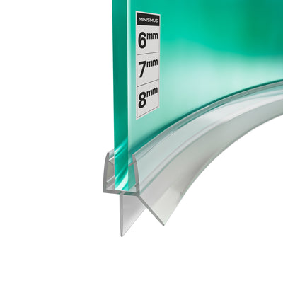 Curved Shower Seal with Water Stop – 2x 1 Meter for 6-8mm Glass Doors