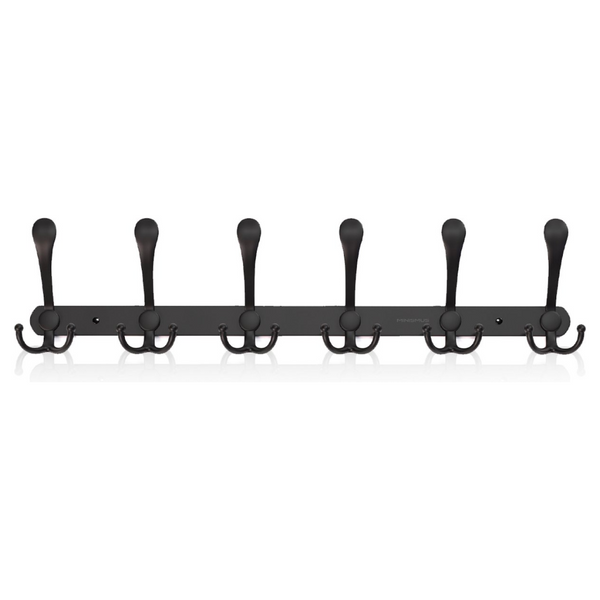 Wall Mounted Coat Hooks with 18 Hooks Black