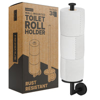 Wall Mounted Toilet Roll Holder for 3 Extra Rolls