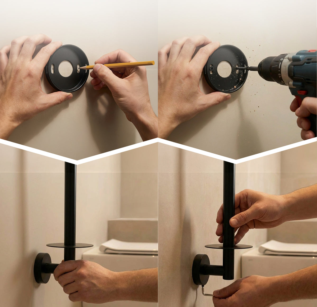 Wandgemonteerde Reserverolhouder voor 3 extra rollen