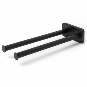 Toalheiro de Barra Preto 41cm – Braço Duplo, Resistente à Ferrugem