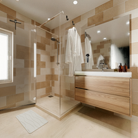 Minismus Set Accessori Bagno Essenziali – Kit Coordinato con Tergivetro Doccia Compatto, Porta Rasoio in Silicone, 2 Ganci Porta Asciugamano e Tappetino Assorbente in Di