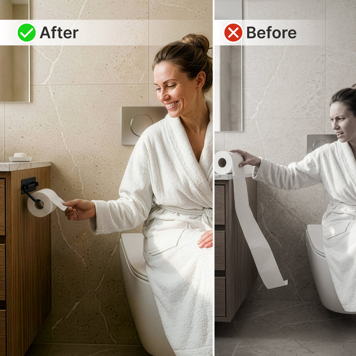 Toilet Roll Holder with No-Drill Installation, Stainless Steel, Matte Finish