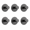 Crochet mural base ronde noir, auto adhesif, lot de 6