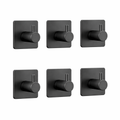 Crochet mural base ronde noir, auto adhesif, lot de 6