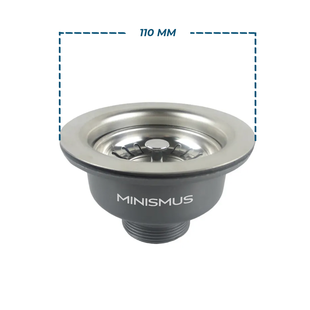 Desagüe de fregadero con tapón de cesta – Diámetro exterior de 110 mm, conexión G1 1/2