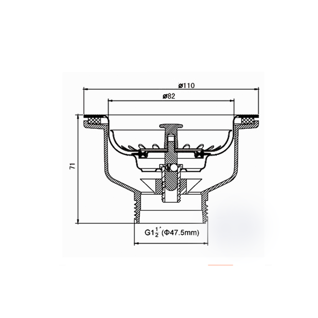 Desagüe de fregadero con tapón de cesta – Diámetro exterior de 110 mm, conexión G1 1/2